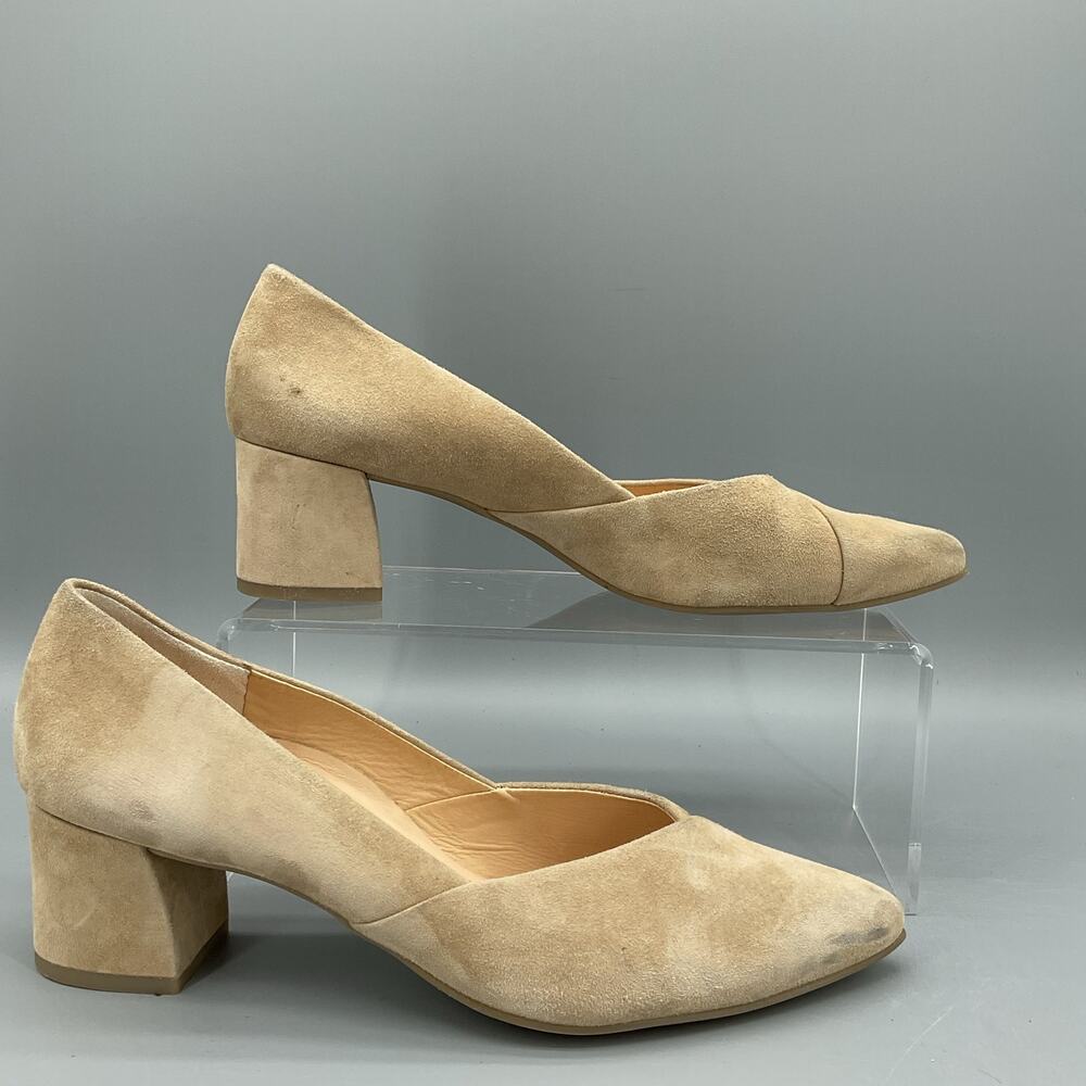 Paul Green Beige Suede Block Heel Pumps